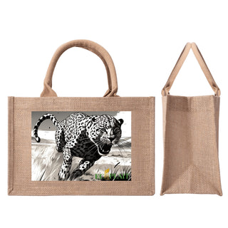 Natural Fiber Jute Tote Bag Cheetah
