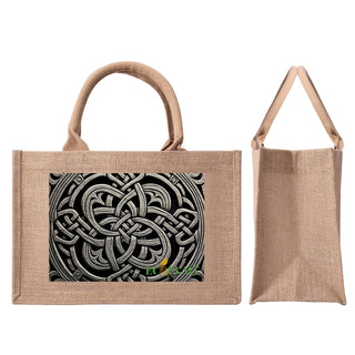 Natural Fiber Jute Tote Bag Irish Celtic Knots