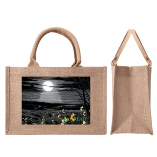 Natural Fiber Jute Tote Bag Lotus