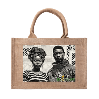 Natural Fiber Jute Tote Bag Ghanaian Kente