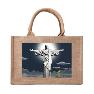 Natural Fiber Jute Tote Bag Christ the Redeemer
