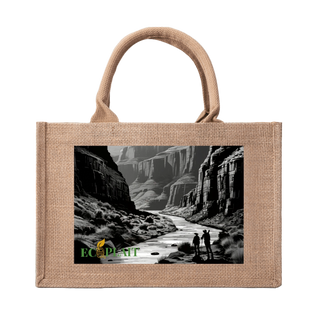 Natural Fiber Jute Tote Bag Canyon Landscape