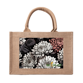 Natural Fiber Jute Tote Bag Chrysanthemum