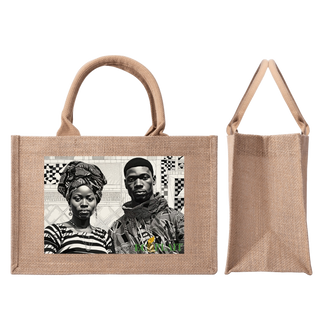 Natural Fiber Jute Tote Bag Ghanaian Kente