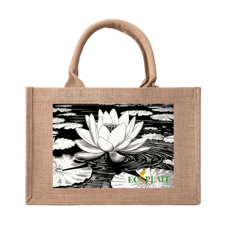 Natural Fiber Jute Tote Bag Lotus