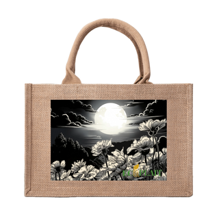 Natural Fiber Jute Tote Bag Moonlit Meadow