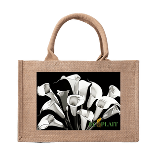 Natural Fiber Jute Tote Bag Lotus