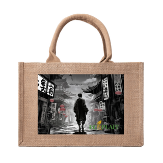 Natural Fiber Jute Tote Bag Lantern-Lit