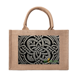 Natural Fiber Jute Tote Bag Irish Celtic Knots