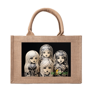Natural Fiber Jute Tote Bag Matryoshka Doll