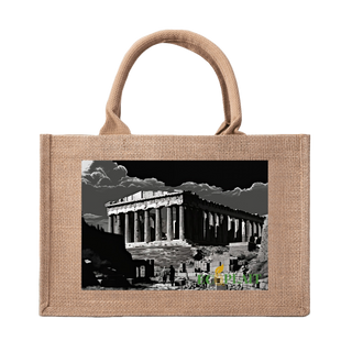 Natural Fiber Jute Tote Bag Acropolis of Athens
