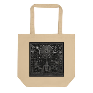 Natural Fiber Tote Bag Egyptian Hieroglyphics