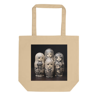 Natural Fiber Tote Bag Russian Matryoshka Dolls