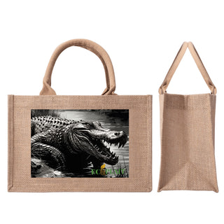 Natural Fiber Jute Tote Bag Crocodile