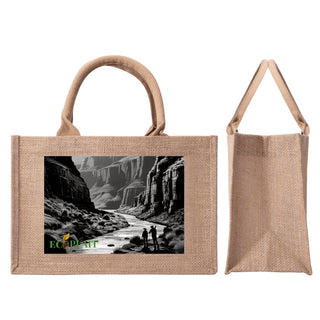 Natural Fiber Jute Tote Bag Canyon Landscape