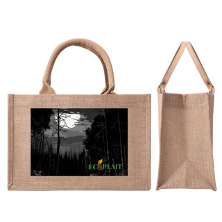 Natural Fiber Jute Tote Bag Moonlit Forest