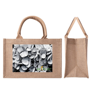 Natural Fiber Jute Tote Bag Hydrangea Blossom