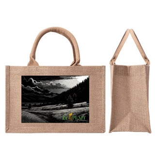 Natural Fiber Jute Tote Bag Scenic Landscape