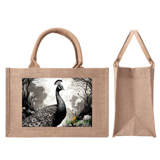 Natural Fiber Jute Tote Bag Peacock