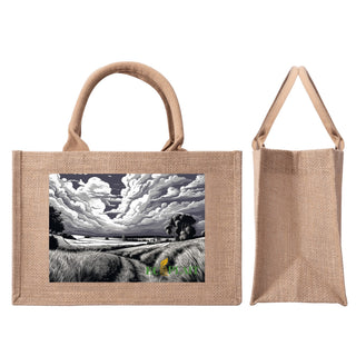 Natural Fiber Jute Tote Bag Lavender Fields