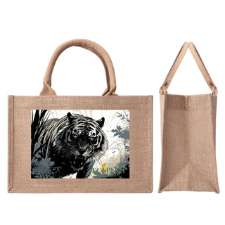 Natural Fiber Jute Tote Bag Tiger