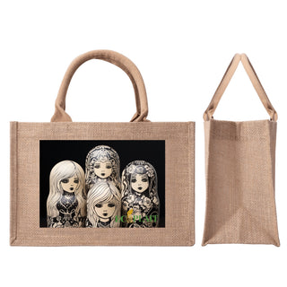 Natural Fiber Jute Tote Bag Matryoshka Doll