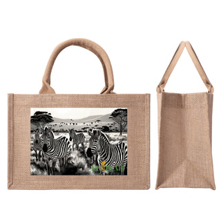 Natural Fiber Jute Tote Bag Zebra
Description: