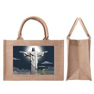 Natural Fiber Jute Tote Bag Christ the Redeemer