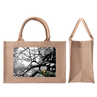 Natural Fiber Jute Tote Bag Cherry Blossom