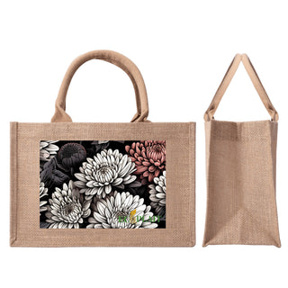 Natural Fiber Jute Tote Bag Chrysanthemum