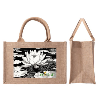 Natural Fiber Jute Tote Bag Lotus