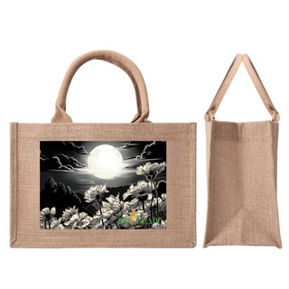 Natural Fiber Jute Tote Bag Moonlit Meadow