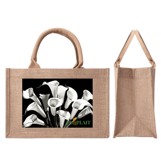 Natural Fiber Jute Tote Bag Lotus