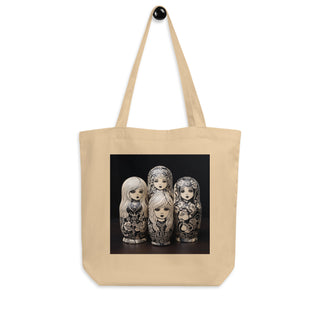 Natural Fiber Tote Bag Russian Matryoshka Dolls